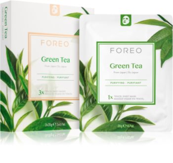 FOREO Farm to Face Sheet Mask Green Tea plátenná maska s upokojujúcim účinkom pre zmiešanú pleť