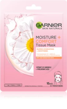 Garnier Skin Naturals Moisture+Comfort Super fugtgivende og lindrende sheetmaske Til tør og sensitiv hud