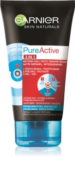 Garnier Pure Active maschera nera per il viso contro punti neri e acne al carbone attivo 3 in 1