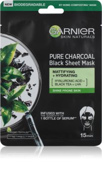 Garnier Skin Naturals Pure Charcoal maschera nera in tessuto con estratto di the nero