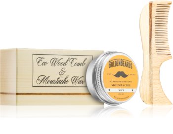 Golden Beards Eco Wood Comb 7.5cm + Moustache Wax ensemble