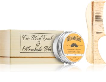 Golden Beards Eco Wood Comb 7.5cm + Moustache Wax Set (für den Bart)