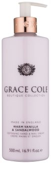 Grace Cole Boutique Warm Vanilla & Sandalwood creme amaciador para mãos e unhas