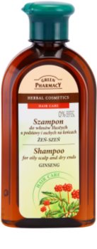 Green Pharmacy Hair Care Ginseng šampon pro mastnou vlasovou pokožku a suché konečky