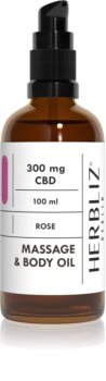 Herbliz CBD Massage Oil Rose Vartalohieronta Öljy sisältää CBD:tä