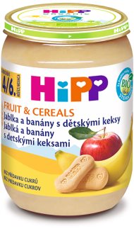 Hipp BIO jablka a banány s dětskými keksy dětský příkrm