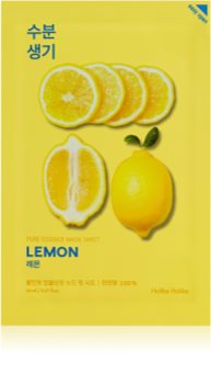 Holika Holika Pure Essence Lemon arcmaszk bőrpuhító és frissítő hatással C vitamin