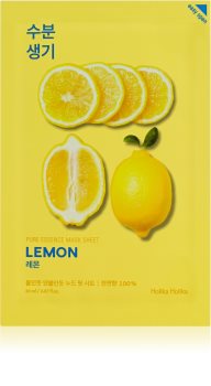 Holika Holika Pure Essence Lemon plátýnková maska se zjemňujícím a osvěžujícím účinkem s vitaminem C