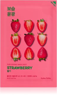 Holika Holika Pure Essence Strawberry fehérítő gézmaszk az egységes tónusú bőrért