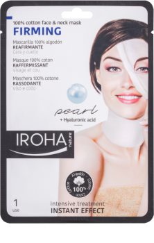 Iroha Firming Pearl bawełniana maska na twarz i szyję z perłowym i hialuronowym surum