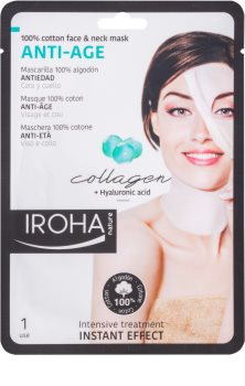 Iroha Anti - Age Collagen bavlněná maska na obličej a krk s kolagenem a hyaluronovým sérem