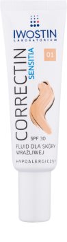 Iwostin Sensitia Correctin fluide matifiant couverture longue tenue pour peaux sensibles SPF 30
