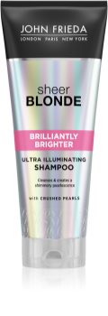 John Frieda Sheer Blonde Brilliantly Brighter Shampoo zum Schutz blonder Haarfarbe mit perlmutternem Glanz