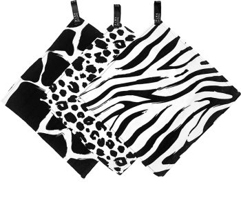 KLRK Home Wild B&W mycí žínka pro děti od narození 28x28 cm