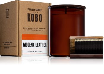 KOBO Woodblock Modena Leather lumânare parfumată