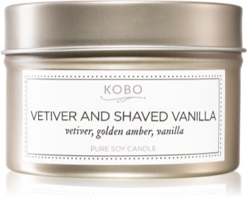 KOBO Coterie Vetiver and Shaved Vanilla aроматична свічка в металевій коробці