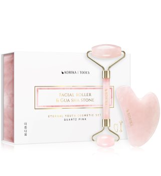 KORIKA Tools face roller & gua sha valjček za masažo za obraz in pripomoček za masažo Quartz Pink