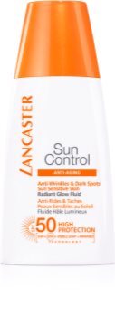 Lancaster Sun Control rozświetlający, przeciwzmarszczkowy fluid do opalania SPF 50