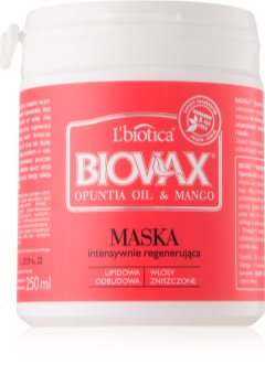 L’biotica Biovax Opuntia Oil & Mango masca pentru regenerare pentru par deteriorat