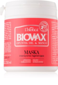 L’biotica Biovax Opuntia Oil & Mango masque régénérant pour cheveux abîmés