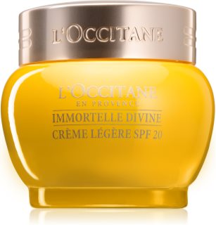 L’Occitane Immortelle Divine Light Cream SPF 20 лек хидратиращ крем против бръчки