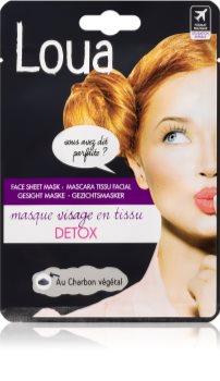 Loua Detox Face Mask masque nettoyant en tissu avec du charbon actif