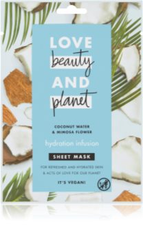 Love Beauty & Planet Hydration Infusion Coconut Water & Mimosa Flower plátýnková maska pro intenzivní hydrataci pleti