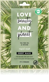 Love Beauty & Planet Rapid Reset Tea Tree Oil & Vetiver maseczka płócienna o działaniu odświeżającym