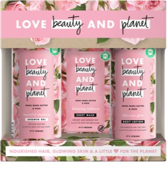 Love Beauty & Planet Blooming Radiance Muru Muru Butter & Rose dárková sada (na tělo a obličej)