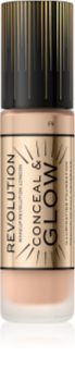 Makeup Revolution Conceal & Glow posvetlitveni tekoči puder za naraven videz