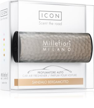 Millefiori Icon Sandalo Bergamotto auto luchtverfrisser Hammered Metal
