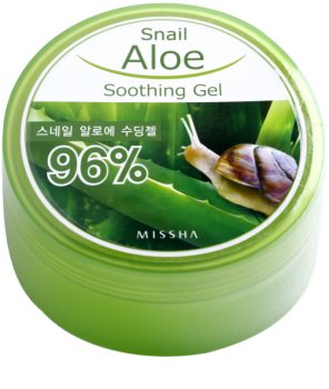 Missha Snail Aloe gel calmante e hidratante com aloe vera e com extrato de baba de caracol