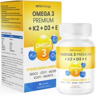 Movit Energy Omega 3 Premium +K2+D3+E doplněk stravy pro normální činnost srdce a mozku