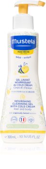 Mustela Bébé Dry Skin Voedende Reinigingsgel met toevoeging van Beschermingscreme voor Vernieuwing van de Huidbarriere voor Kinderen vanaf Geboorte