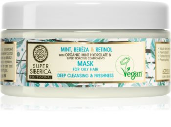 Natura Siberica Mint, Bereza & Retinol почистваща маска за мазна коса