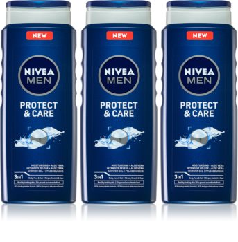 Nivea Men Protect & Care гель для душа для мужчин 3 x 500 ml (выгодная упаковка)