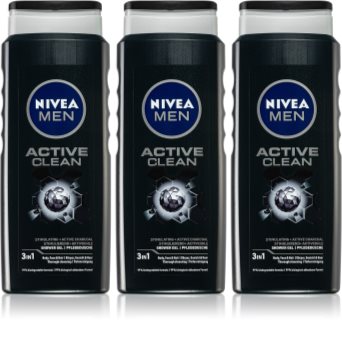 Nivea Men Active Clean Vartalopesu Miehille 3 x 500 ml (Talouspakkaus)