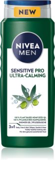 Nivea Men Sensitive Pro Ultra Calming Suihkugeeli Kasvoille, Vartalolle ja Hiuksille