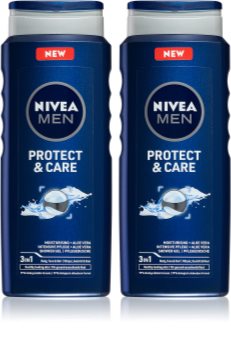 Nivea Men Protect & Care Suihkugeeli Kasvoille, Vartalolle ja Hiuksille 2 x 500 ml (Talouspakkaus)