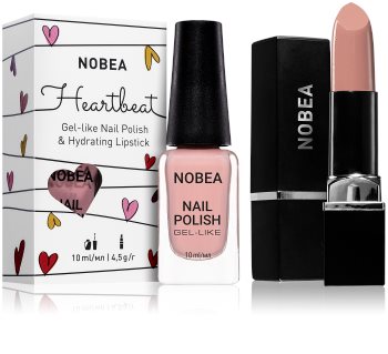 NOBEA Heartbeat conjunto de esmalte de uñas y barra de labios hidratante