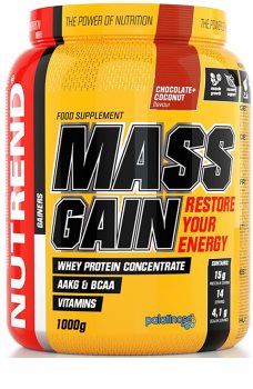 Nutrend MASS GAIN podpora tvorby svalové hmoty chocholate coconut