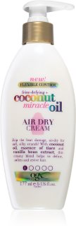 OGX Coconut Miracle Oil подхранващ и термозащитен крем за по-бързо оформяне на прическата със сешоар