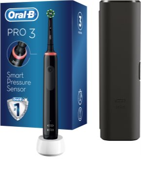 Oral B Pro3 3500 Cross Action Black ηλεκτρική οδοντόβουρτσα με τσάντα