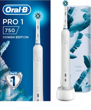 Oral B Pro 1 750 Cross Action White Sähköhammasharja Laukun Kanssa
