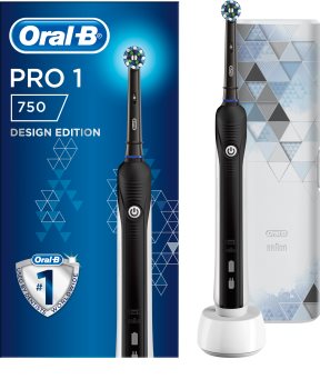 Oral B PRO 750 Cross Action Black Edition Sähköhammasharja Laukun Kanssa