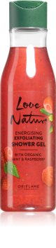 Oriflame Love Nature Organic Mint & Raspberry eksfoliacinė dušo želė