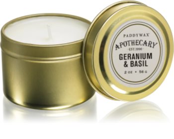 Paddywax Apothecary Geranium & Basil vonná sviečka v plechu