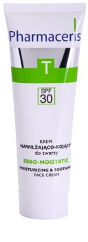 Pharmaceris T-Zone Oily Skin Sebo-Moistatic Fuktgivande och lindande kräm För hud som har lämnats torr och irriterad av medicinsk aknebehandling