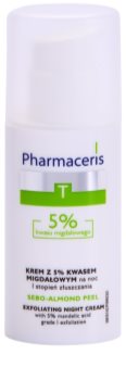 Pharmaceris T-Zone Oily Skin Sebo-Almond Peel creme facial de limpeza regulador para noite para tom da pele unificado