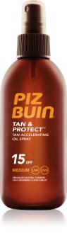 Piz Buin Tan & Protect schützendes Öl für schnellere Bräune LSF 15